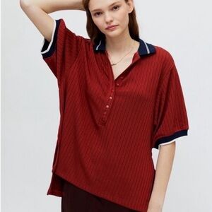 URBAN OUTFITTERS Women’s Farrah Collared Short Sleeve Polo Shirt Size Small